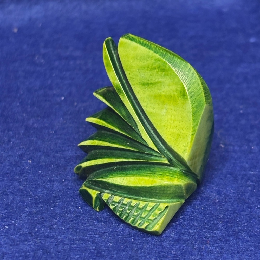 Green Carved Wooden Ring